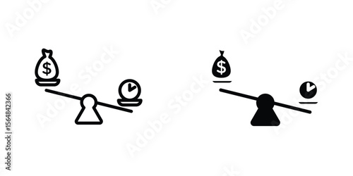 Time and money compare scale icon Simple vector illustration for graphic and web design.