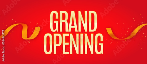 Confetti and ribbons on a red background_Grand OPENING_06