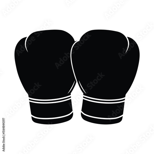 Pair of boxing gloves black and white silhouette vector illustration