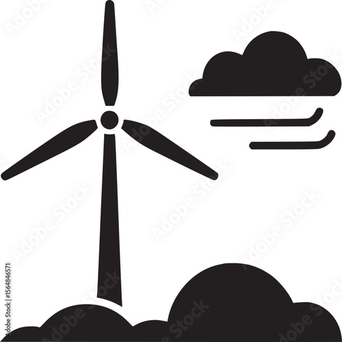 Wind turbine renewable energy illustration wind power generation sustainable energy clean energy icon vector 100 on transparent background