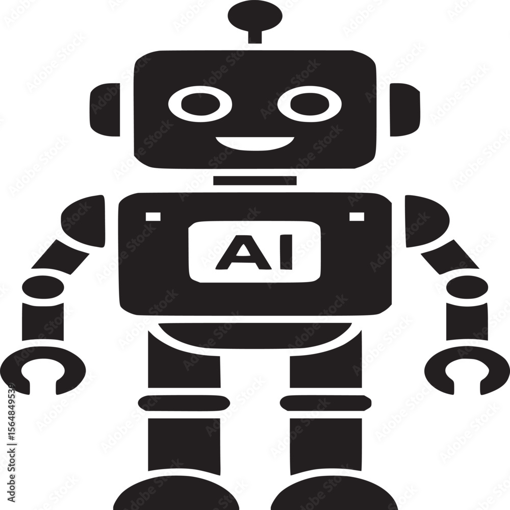 Fototapeta premium Ai robot illustration vector design concept for artificial intelligence and technology innovation on transparent background