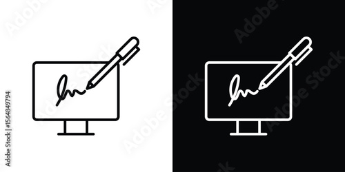 Electronic signature icon Logo. Vector Illustration. EPS Illustration.