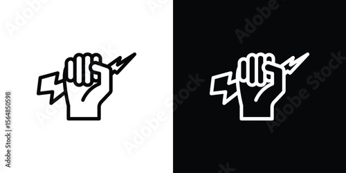 Hand with Power icon Logo. Vector Illustration. EPS Illustration.