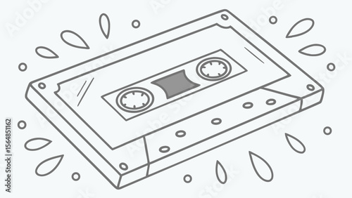 Vector Vintage audio cassette tape illustration with playful design elements and nostalgic vibe