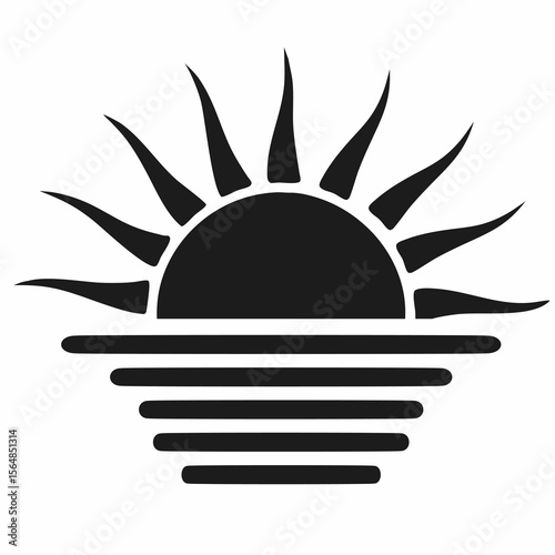 Abstract black and white sunburst design with wavy lines