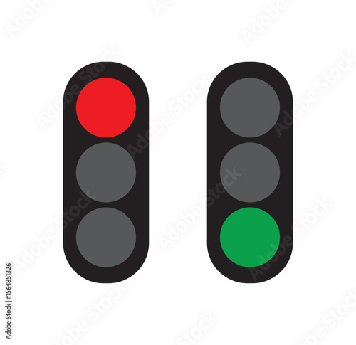Set of Traffic Light Icon Showing Red, Yellow, and Green Signals.  Traffic light icon set. Traffic signal signs. Street regulation system signals