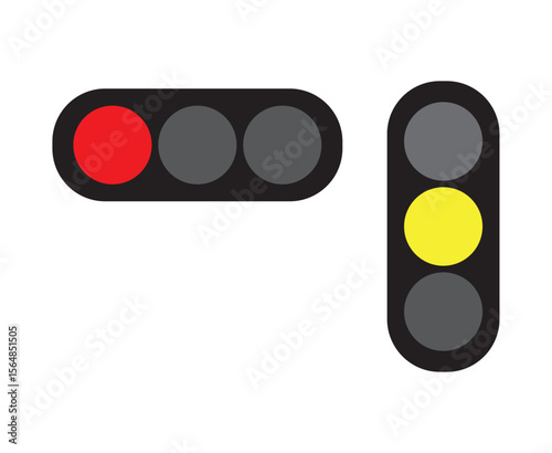 Set of Traffic Light Icon Showing Red, Yellow, and Green Signals.  Traffic light icon set. Traffic signal signs. Street regulation system signals