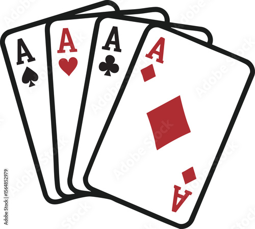 Four Aces Playing Card Hand 
