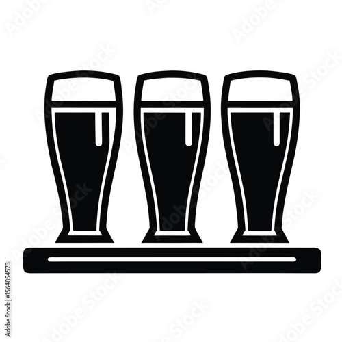 beer flight three small glasses icon vector