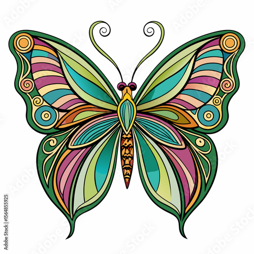 butterfly in art nouveau style vector art white Background vectors