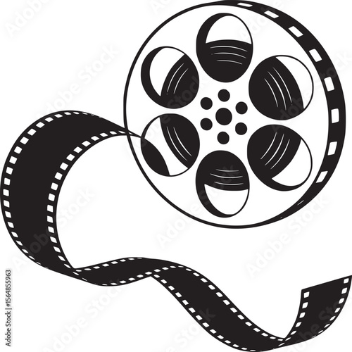 Movie film reel illustration vector graphic design template for cinema and entertainment industry use on transparent background