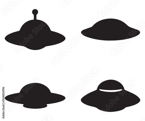 UFO Silhouette Vector Set – Alien Spaceship Icon Collection