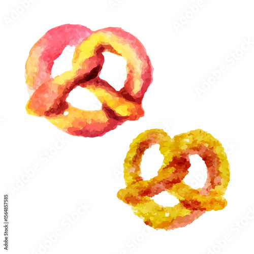 a painting of two pretzels with a white background