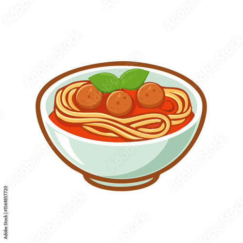Bowl of Spaghetti With Meatballs Icon Isolated on a Transprent Background