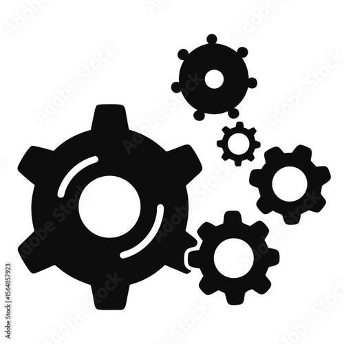 Thinking gears black vector icon on white background.