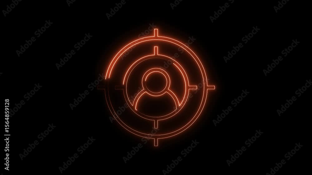 Targeting audience with glowing person icon on black background animation concept Targeting audience with glowing person icon on black background animation concept