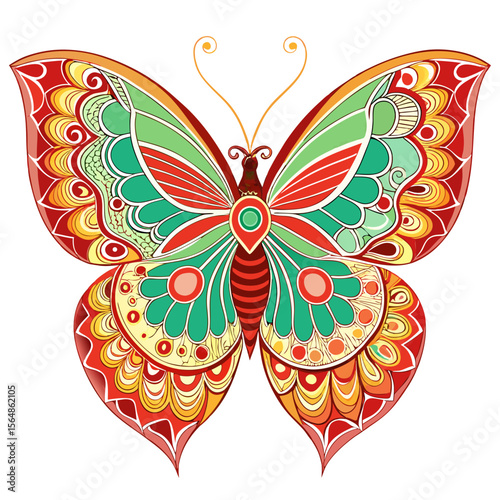 butterfly with mandala wings vector graphic White Background vectors