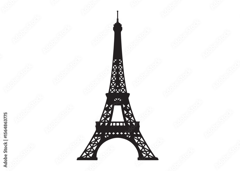 Obraz premium eiffel tower logo silhouette vector, eiffel tower silhouette logo design, eiffel tower in france silhouette vector, popular structure eiffel tower paris logo silhouettes vector on a white background