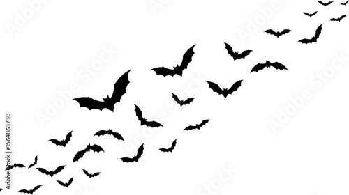 Silhouette of Bats in Flight Vector EPS Illustration for Halloween, Gothic, and Night Designs