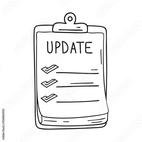 A document labeled update clipped firmly on clipboard