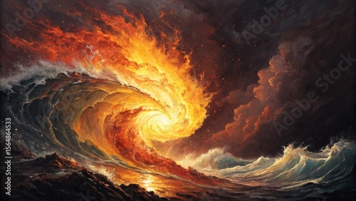 Abstract Eruption: A Vortex of Fire and Shadow