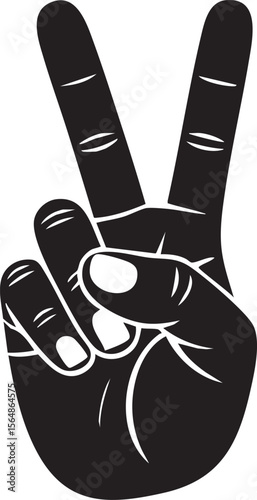 Black hand making peace sign gesture victory
