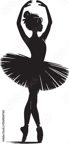 Black silhouette of a ballerina in a tutu dance ballet