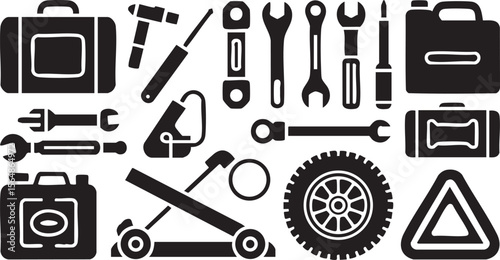 Assorted tools and automotive items wrench spanner