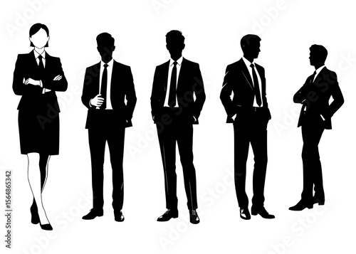 Silhouettes of Business Professionals in Formal Attire