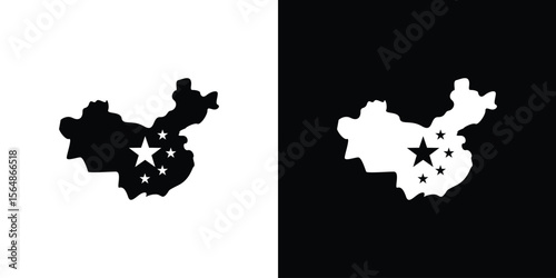 China map icon illustration doodle. Flat illustration vector set