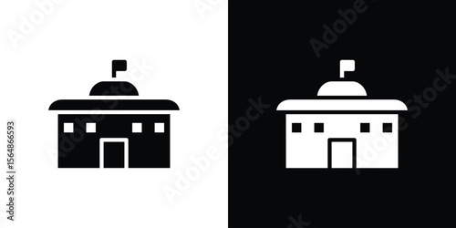 City hall icon illustration doodle. Flat illustration vector set