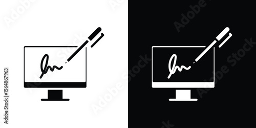 Electronic signature icon illustration doodle. Flat illustration vector set