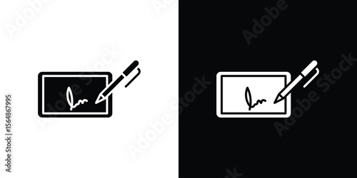 Electronic signature icon illustration doodle. Flat illustration vector set