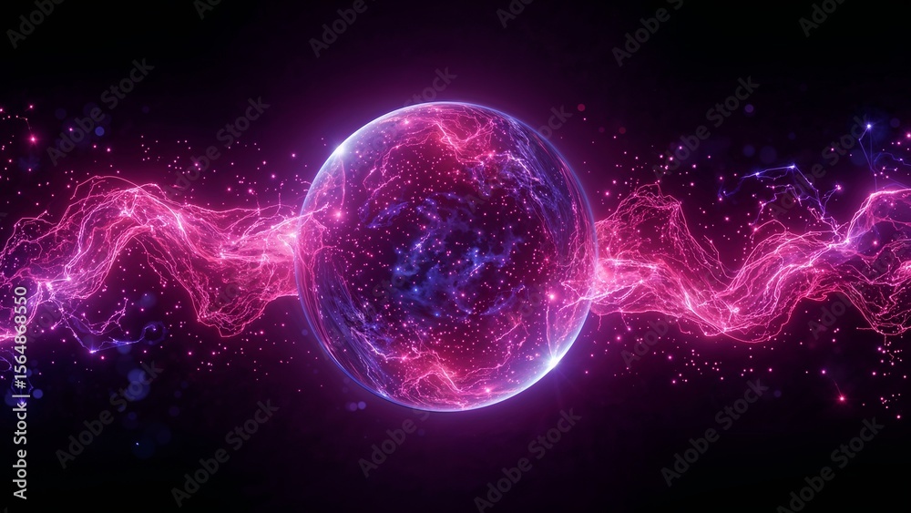 Obraz premium Radiant plasma sphere with futuristic neon energy