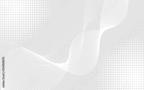 Futuristic gray white abstract background. shining wave lines pattern for banner, wallpaper, cover. Vector illustration eps10