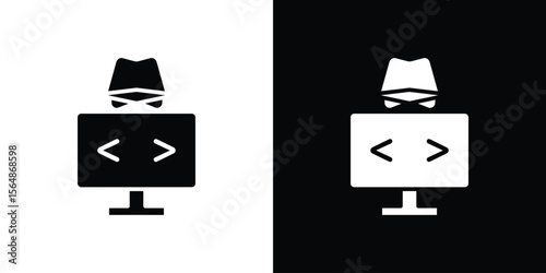 Hacker icon illustration doodle. Flat illustration vector set