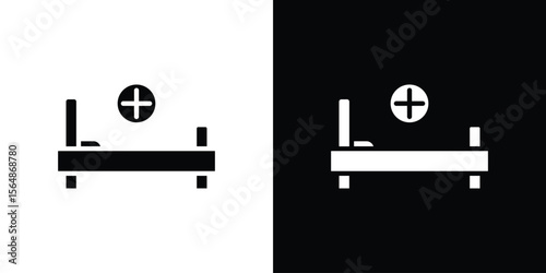 Hospital bed icon illustration doodle. Flat illustration vector set