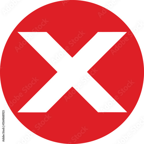 Red X mark web button for no entry or wrong negative symbol illustration