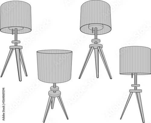 vector sketch illustration of modern ethnic traditional table lamp design