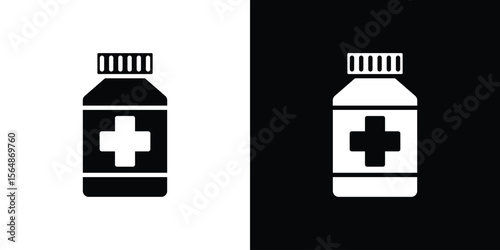Medicine bottle icon illustration doodle. Flat illustration vector set