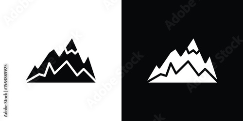 Mountain icon illustration doodle. Flat illustration vector set
