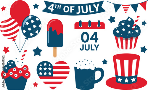 4th of July Celebration Elements Illustration