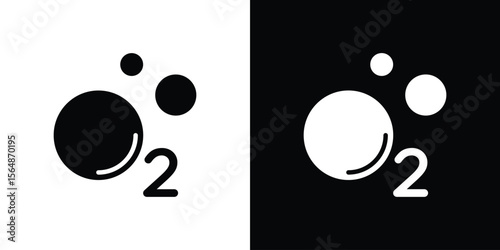 Oxygen O2 icon illustration doodle. Flat illustration vector set