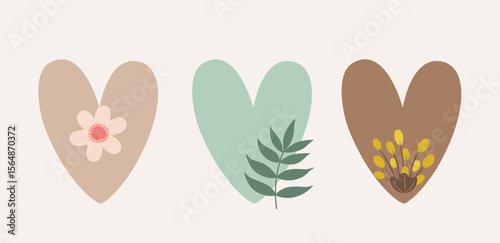 A set of cute hearts. Decor elements. Vector.
