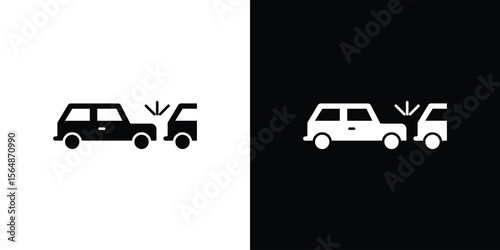 Rear end collision icon illustration doodle. Flat illustration vector set