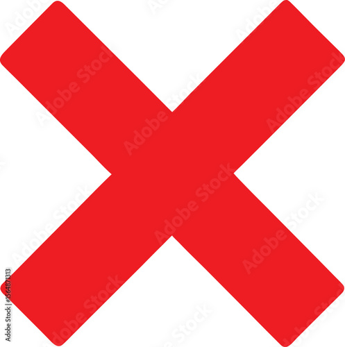 Red cross mark vector icon symbol for wrong or cancel choice