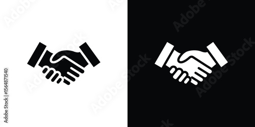 Shake hands icon illustration doodle. Flat illustration vector set