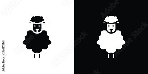 Sheep icon illustration doodle. Flat illustration vector set