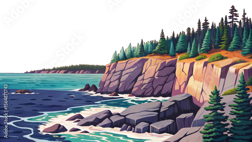 rugged coastline, where dramatic ocean cliffs meet dense pine forests offering breathtaking views, salty sea air, and a perfect escape into untamed coastal wilderness