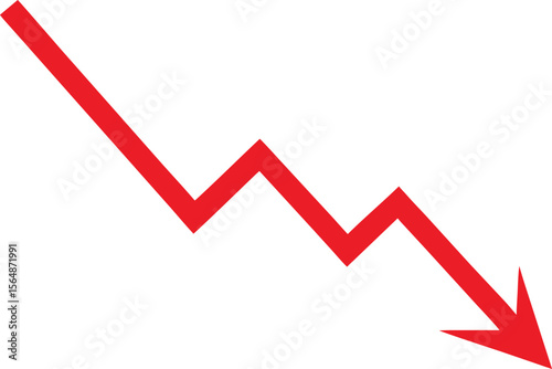 Red arrow pointing up on a financial graph signifying market growth and business success